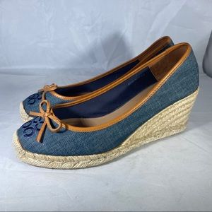 Coach Ireena Denim Wedge Espadrilles MSRP $148